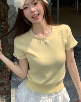 All-match splice tops Korean style sweater for women