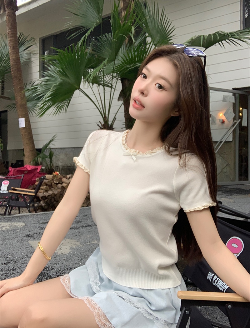 All-match splice tops Korean style sweater for women