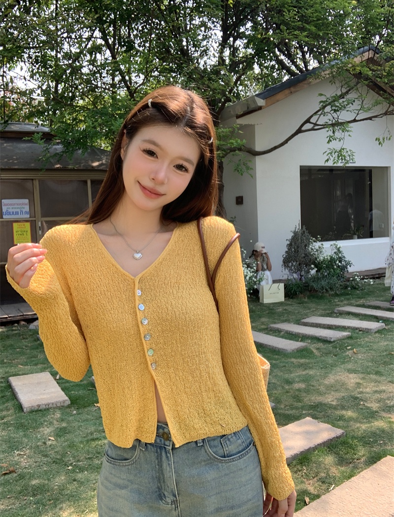 Thin sunscreen cardigan short sweater for women