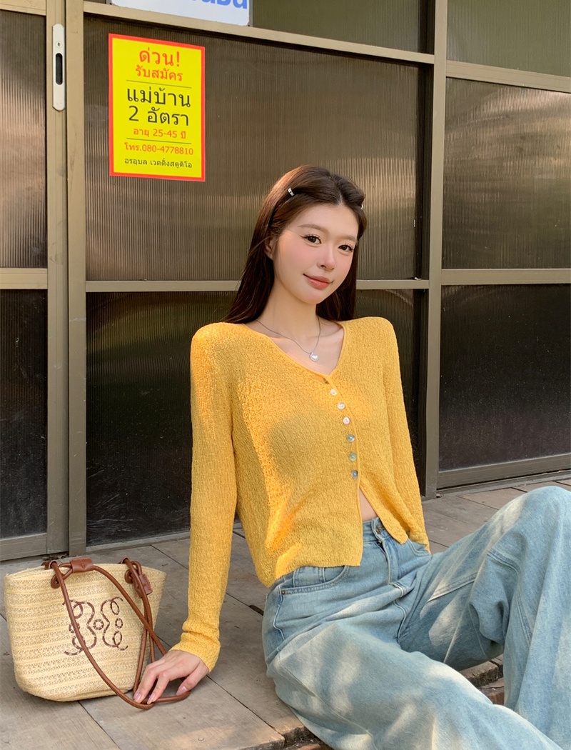 Thin sunscreen cardigan short sweater for women