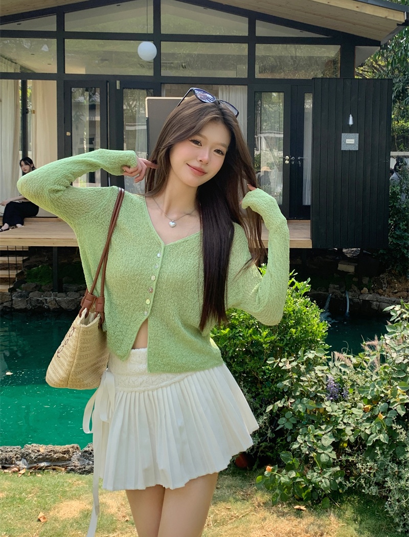 Thin sunscreen cardigan short sweater for women