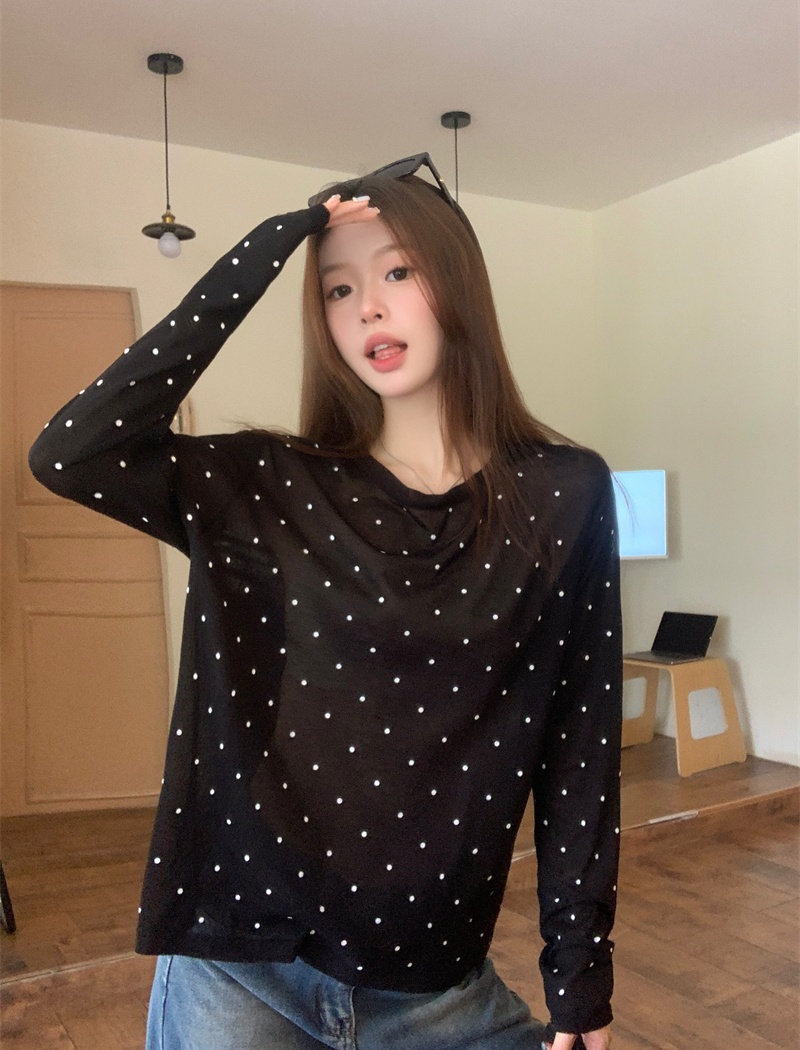 Polka dot thin sunscreen T-shirt summer long sleeve smock