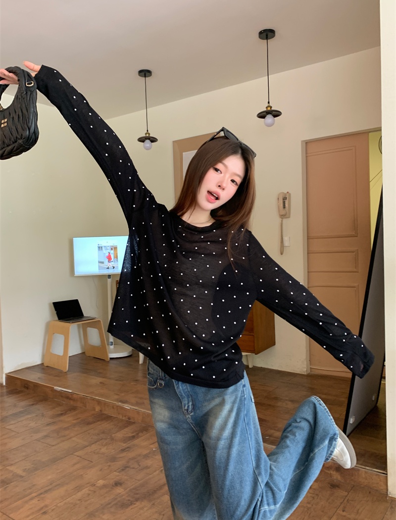 Polka dot thin sunscreen T-shirt summer long sleeve smock