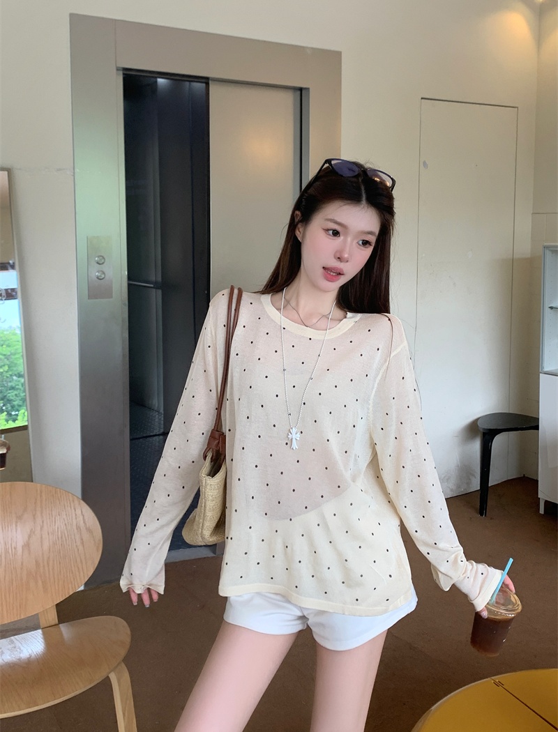 Polka dot thin sunscreen T-shirt summer long sleeve smock