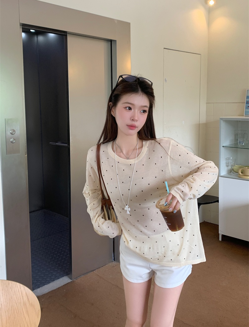Polka dot thin sunscreen T-shirt summer long sleeve smock