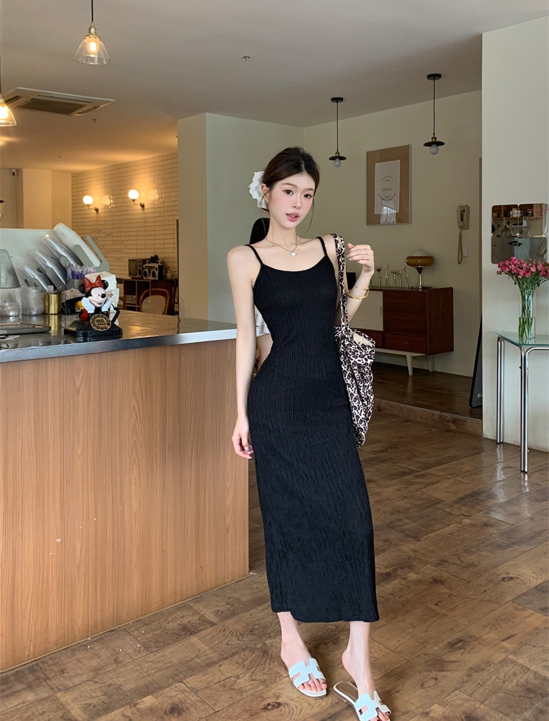 High waist slim dress Korean style sling long dress