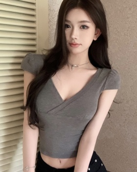 Short sleeve slim tops all-match pullover T-shirt for women
