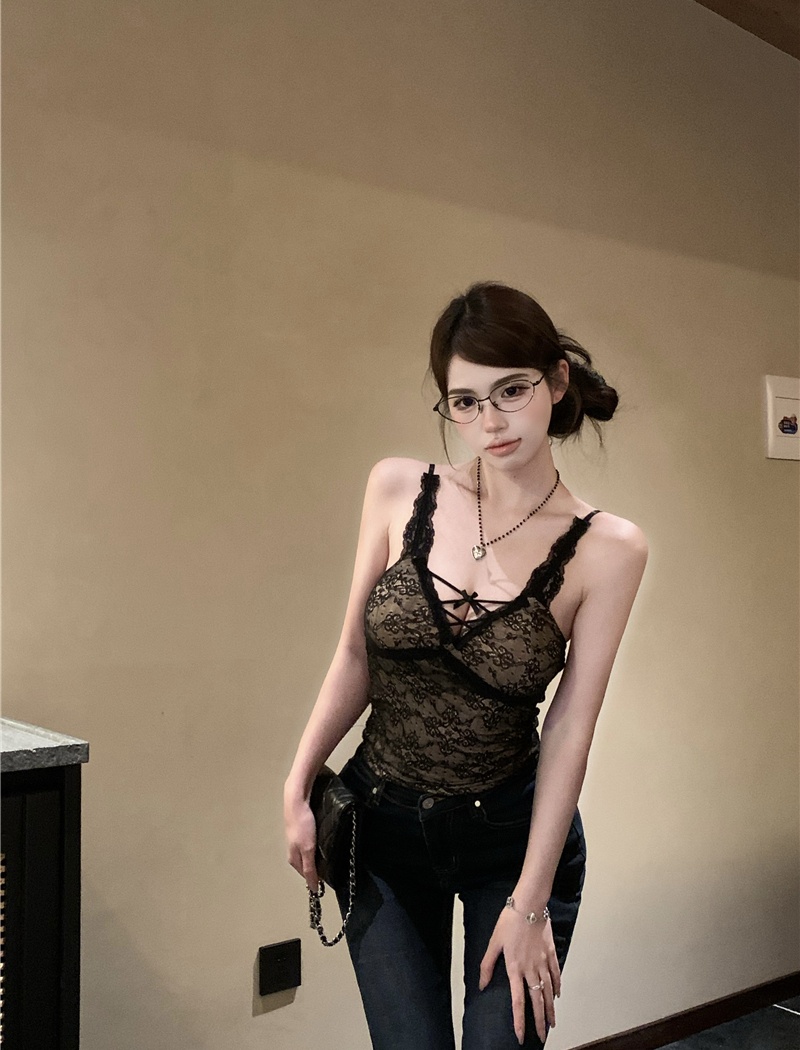 Lace sexy short sling vest slim bandage enticement tops