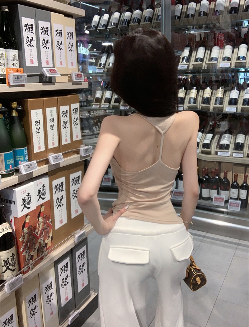 Sling halter T-shirt slim bottoming vest