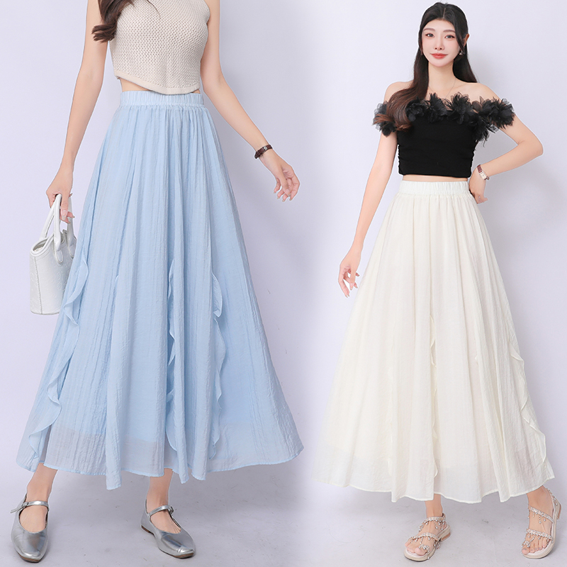 Slim big skirt A-line long irregular summer skirt for women
