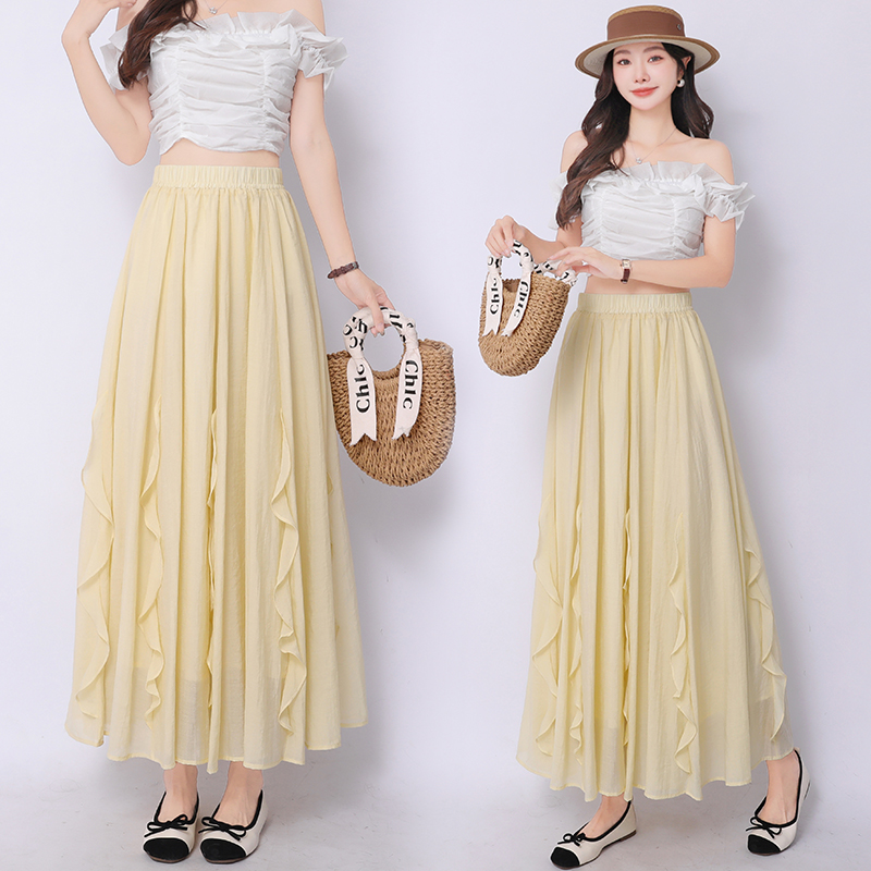 Slim big skirt A-line long irregular summer skirt for women