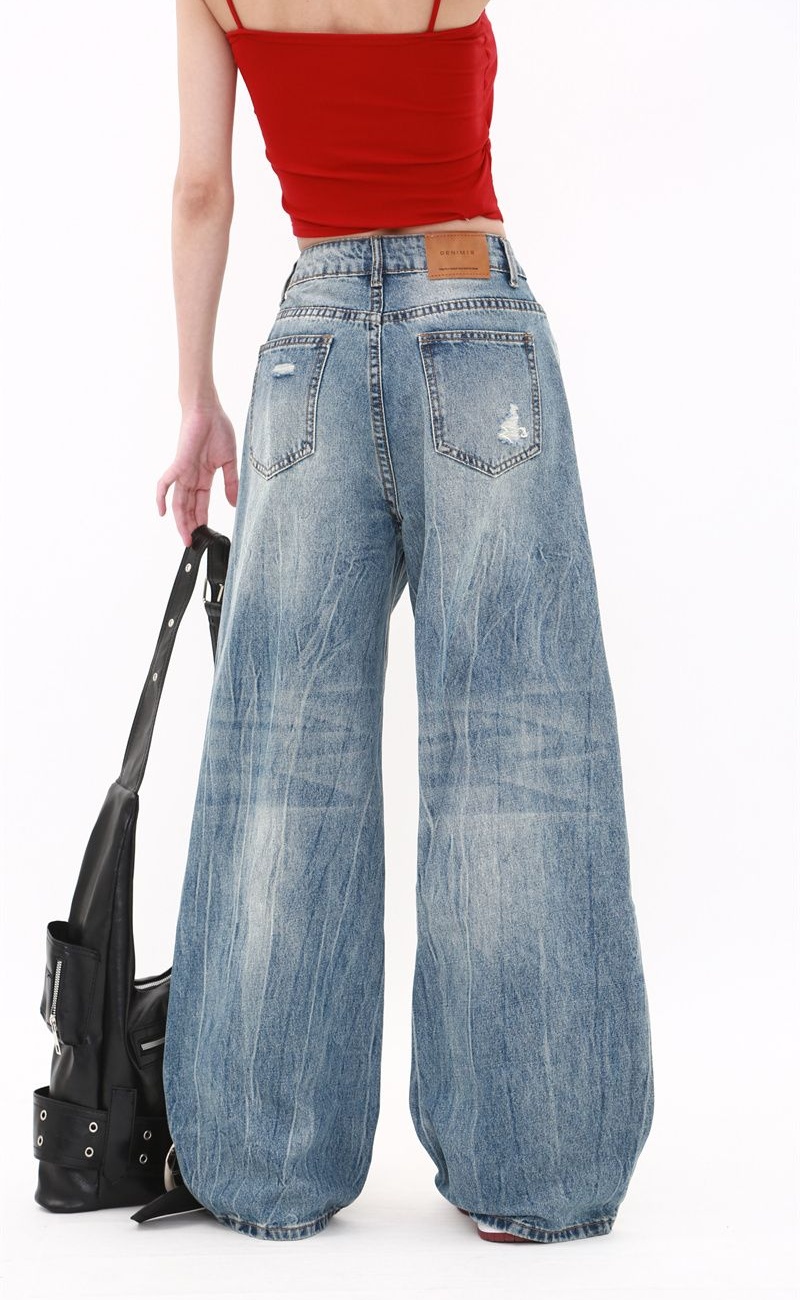 Wide leg summer Korean style pants slim mopping jeans