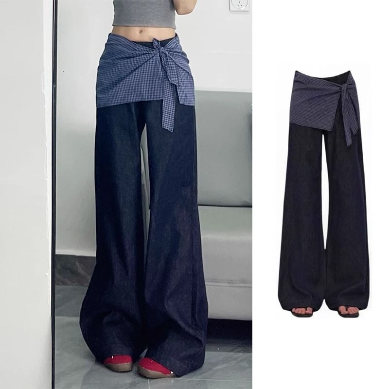 Korean style bandage jeans summer pants 2pcs set