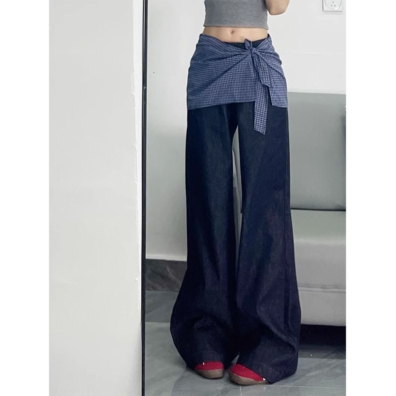 Korean style bandage jeans summer pants 2pcs set