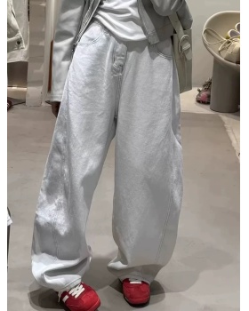 High waist white jeans slim wide leg pants for women