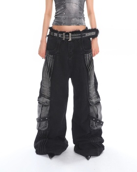Crimp pocket work clothing summer jeans