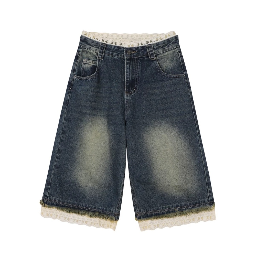 American style plaid cropped pants street shorts for women