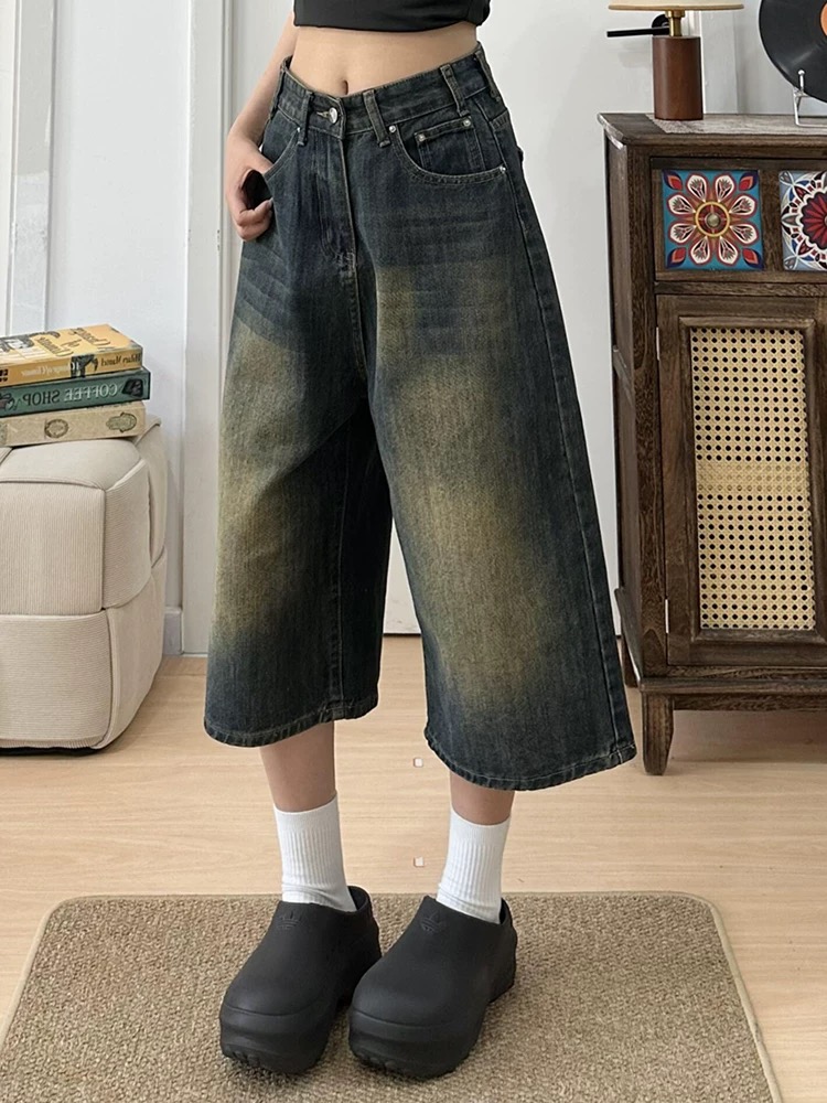 Slim straight five pants loose short jeans for women