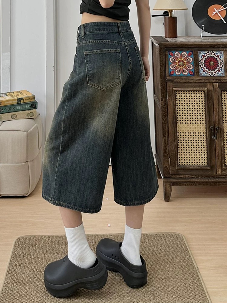 Slim straight five pants loose short jeans for women