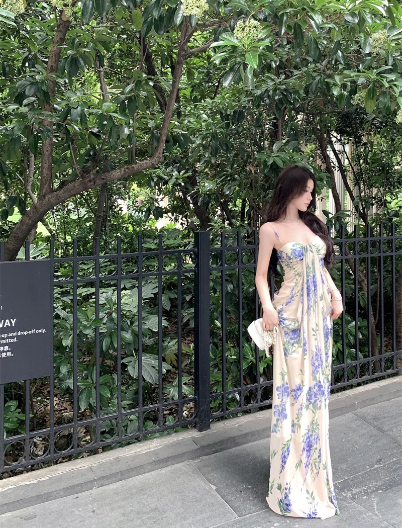 Summer sling dress temperament slim beach dress for women