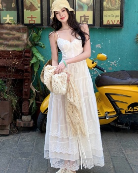 Sling romantic long dress France style seaside dress