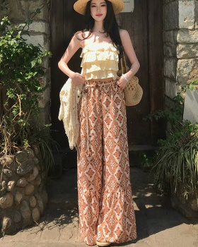 Travel wide leg pants Bohemian style pants a set
