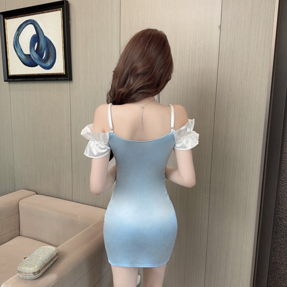 Bottoming strapless mixed colors short sexy dress