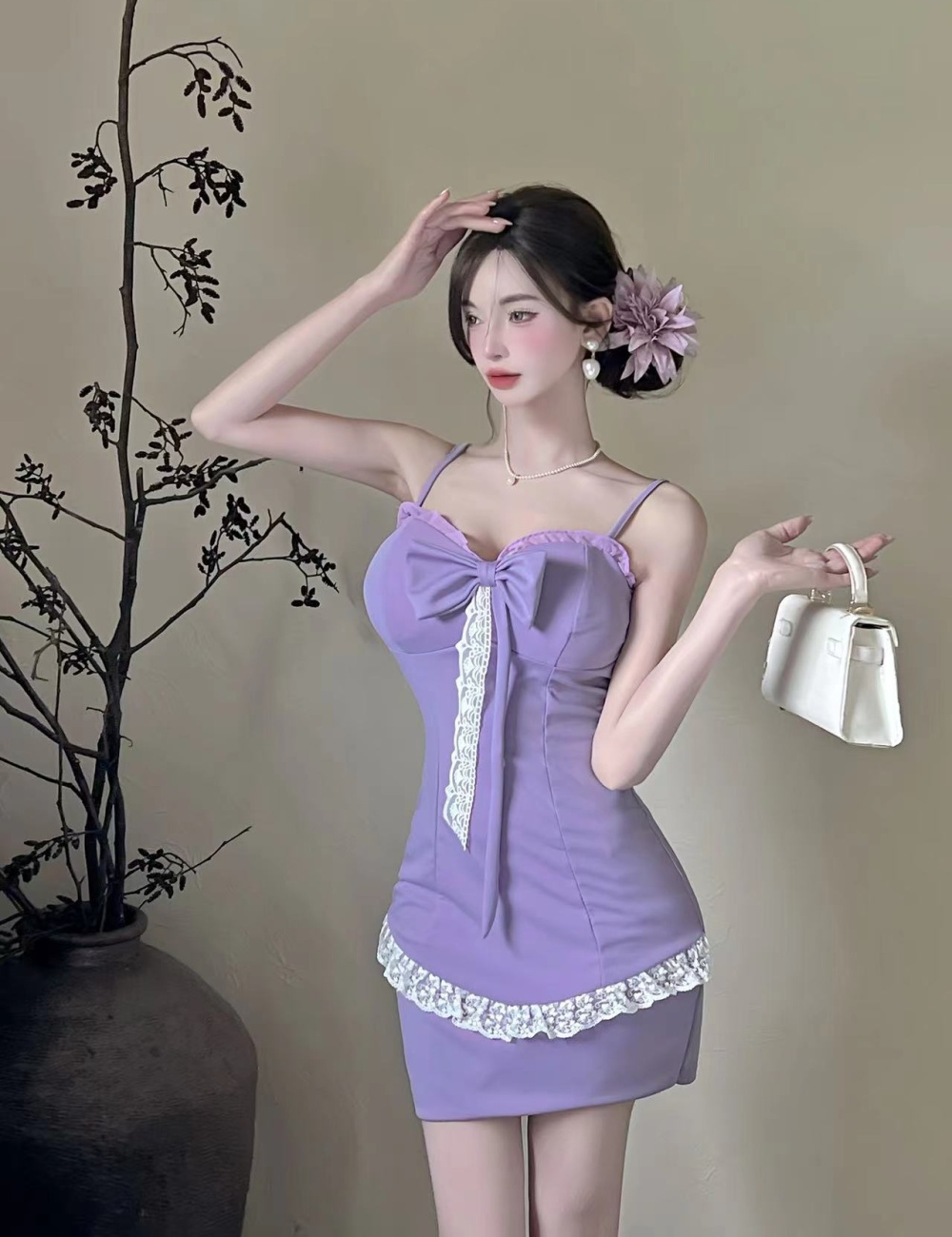 Package hip sexy summer sling lace dress for women