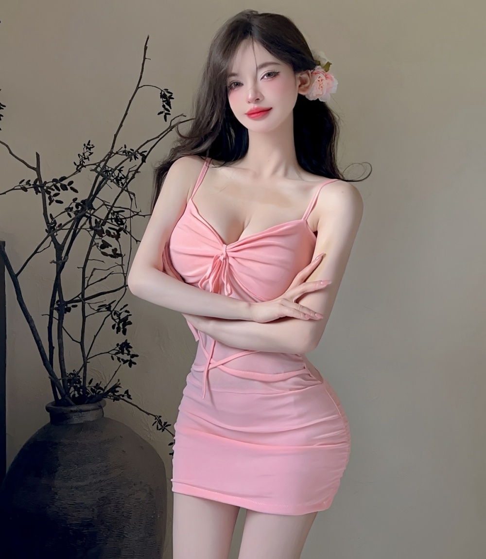 Package hip sexy sling gauze splice tight dress