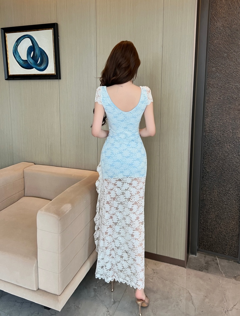 Slim V-neck package hip dress fashion sexy long dress