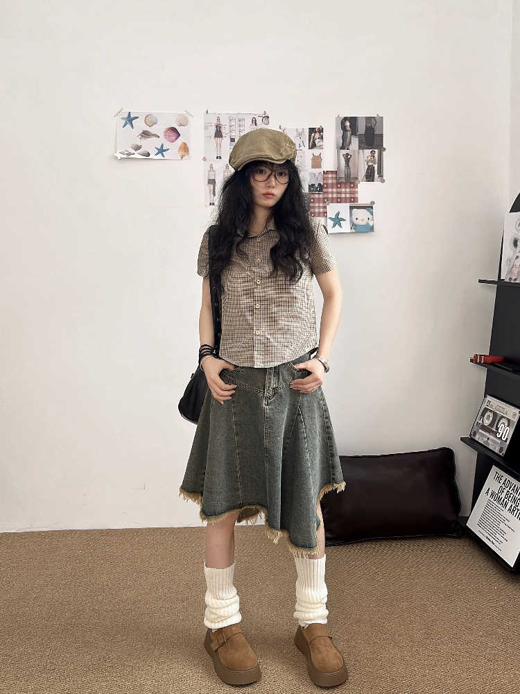 Large yard denim fashion temperament high waist skirt for women