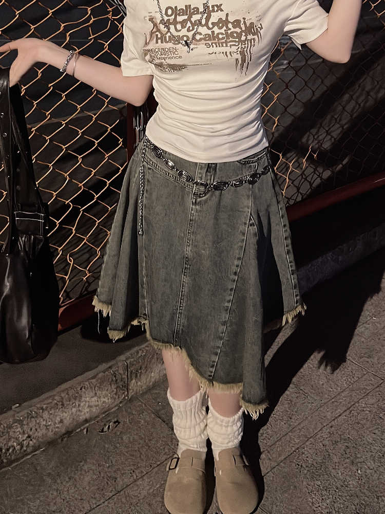 Large yard denim fashion temperament high waist skirt for women