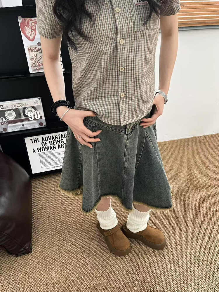 Large yard denim fashion temperament high waist skirt for women