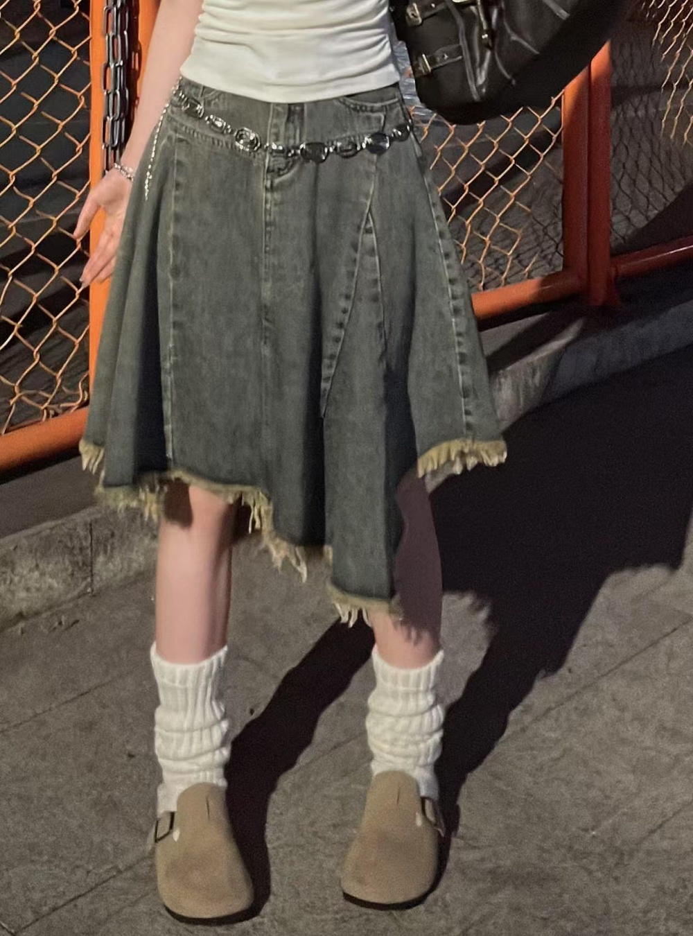 Large yard denim fashion temperament high waist skirt for women