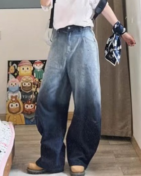Ink splashes jeans wide leg pants for women