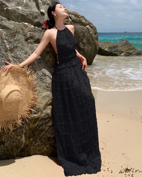 Loose Casual halter summer vacation wear skirt 2pcs set