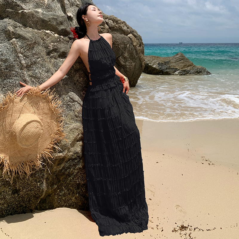 Loose Casual halter summer vacation wear skirt 2pcs set