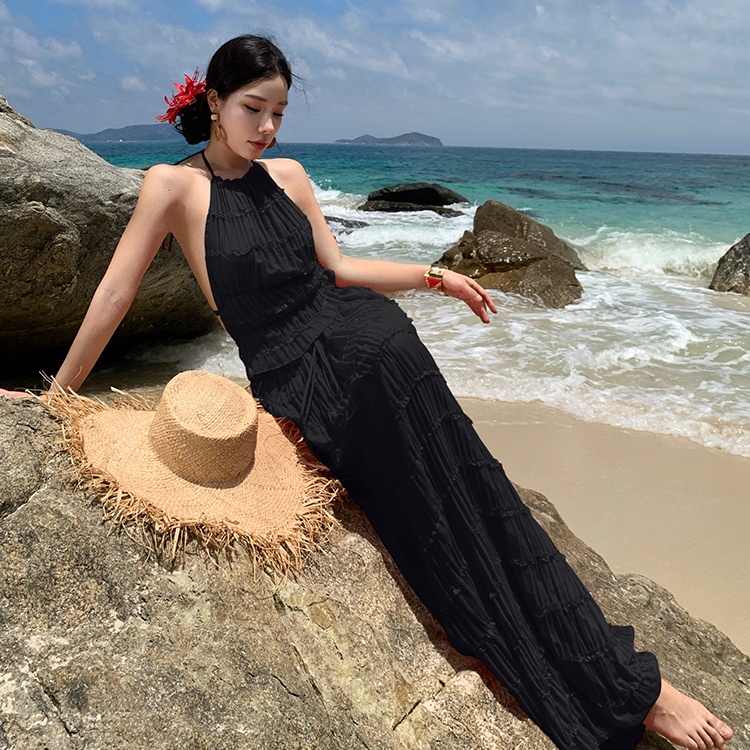 Loose Casual halter summer vacation wear skirt 2pcs set