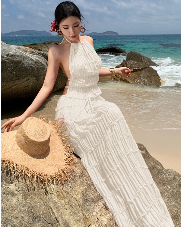 Loose Casual halter summer vacation wear skirt 2pcs set