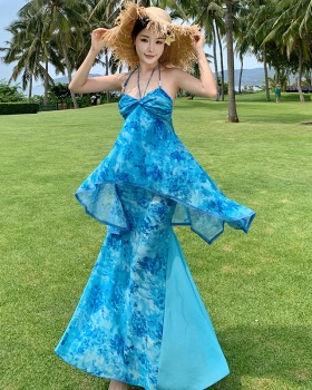 Mermaid halter sling vacation long dress