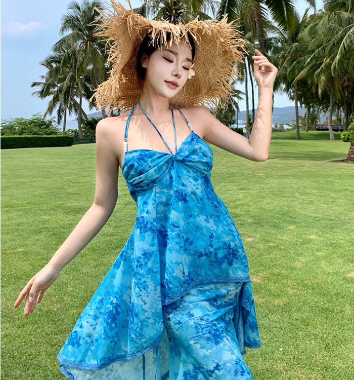Mermaid halter sling vacation long dress