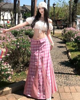 Short embroidery low-waist skirt white spicegirl tops