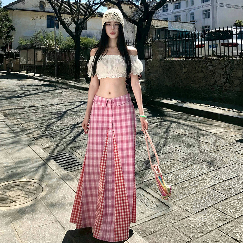 Short embroidery low-waist skirt white spicegirl tops