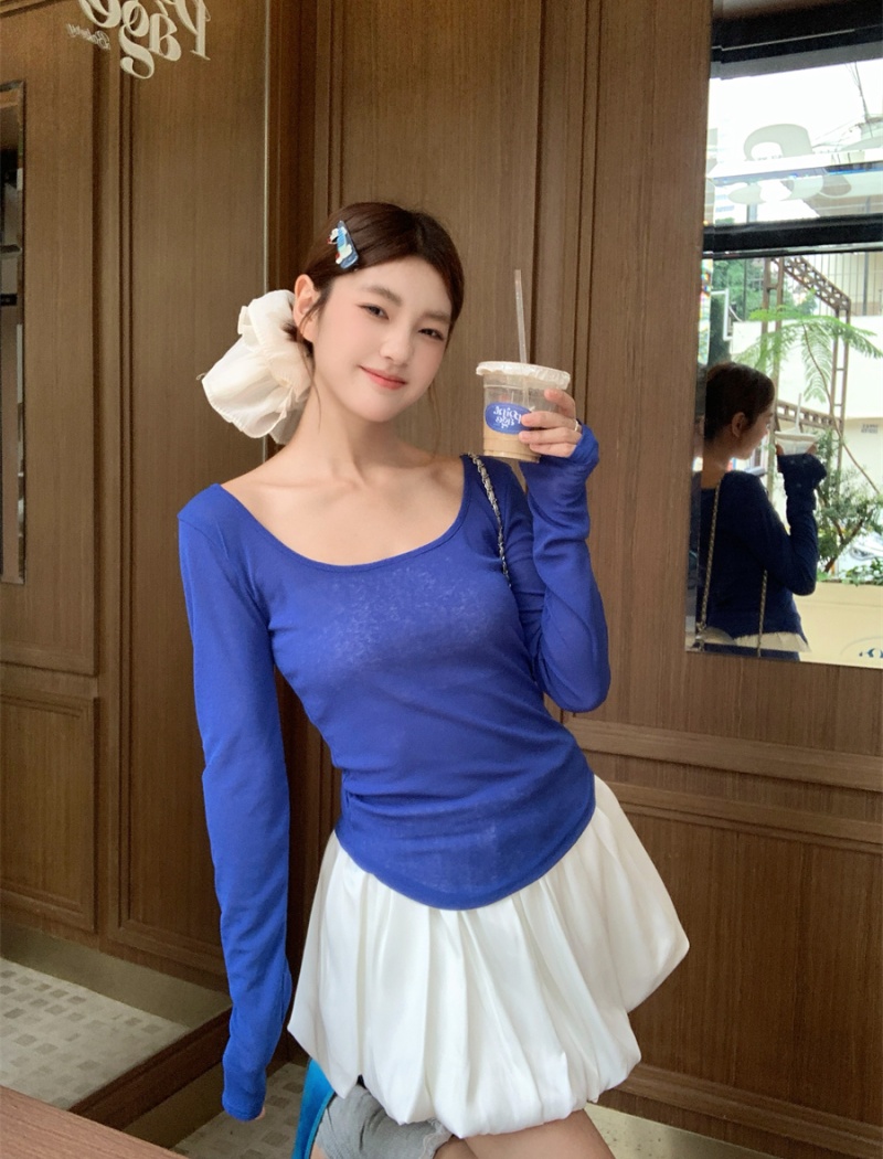 Bud long sleeve thin tops slim summer sun shirt a set