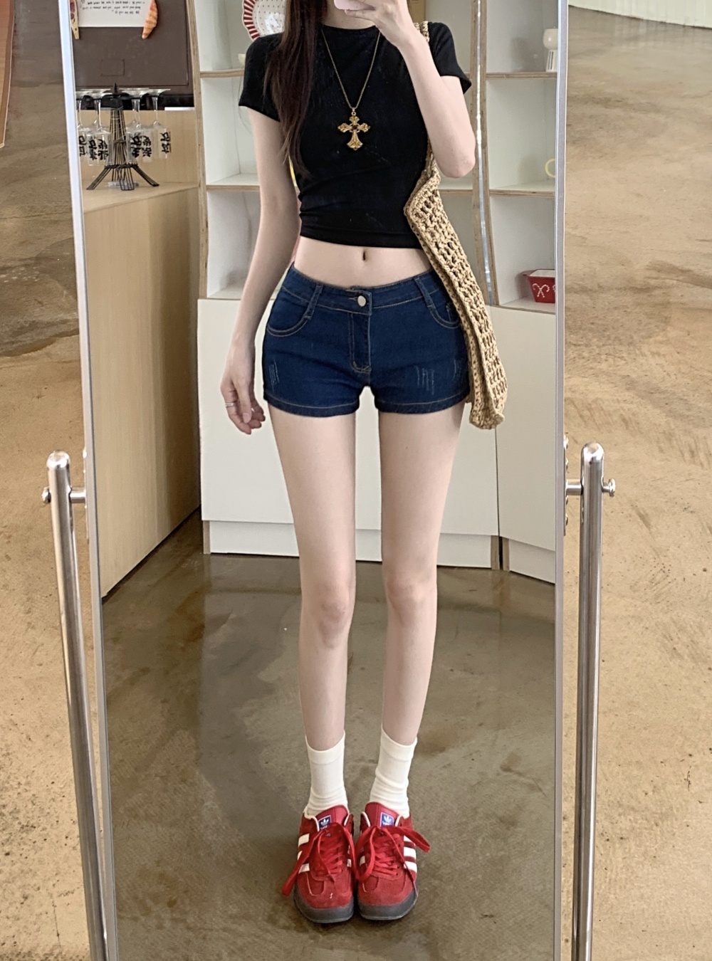 Low-waist package hip short jeans sexy elasticity shorts