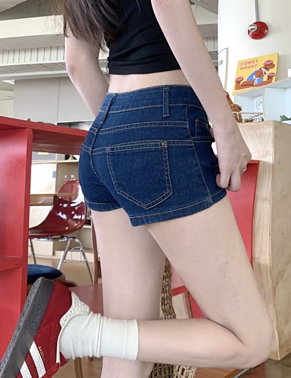 Low-waist package hip short jeans sexy elasticity shorts