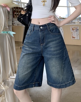 Loose five tenths five pants washed short jeans for women