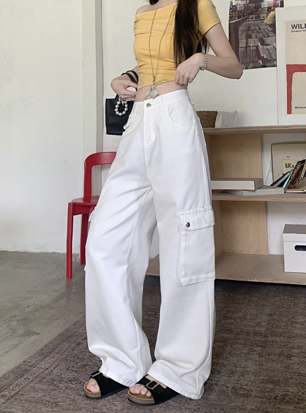 Mopping American style work pants pocket loose pants