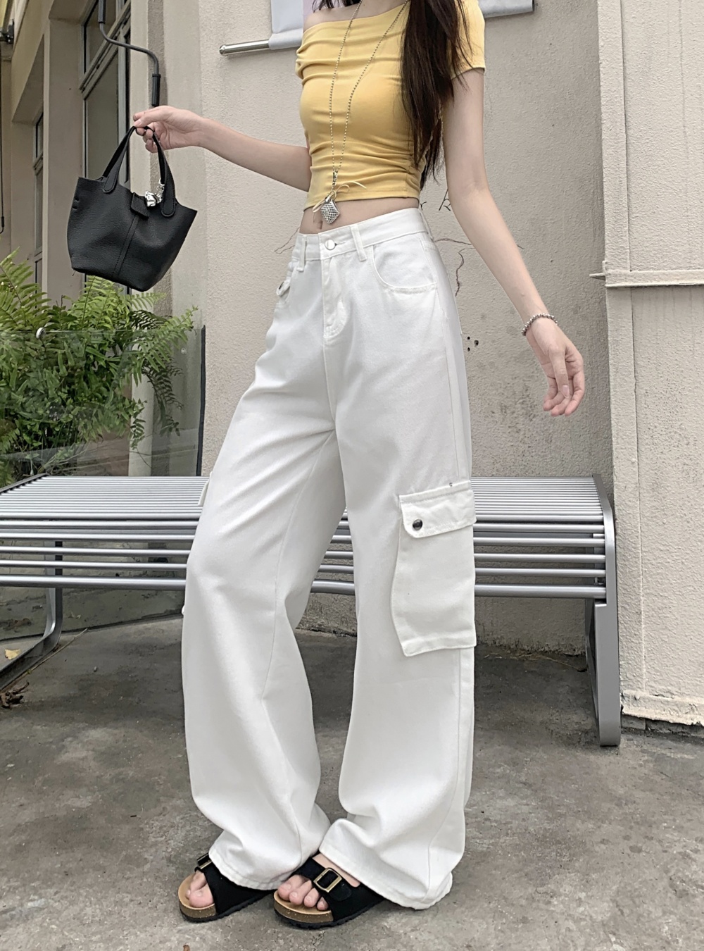 Mopping American style work pants pocket loose pants