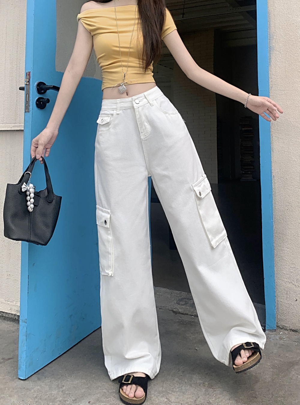 Mopping American style work pants pocket loose pants